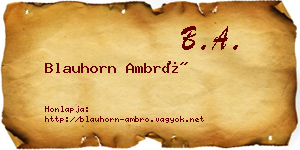 Blauhorn Ambró névjegykártya
